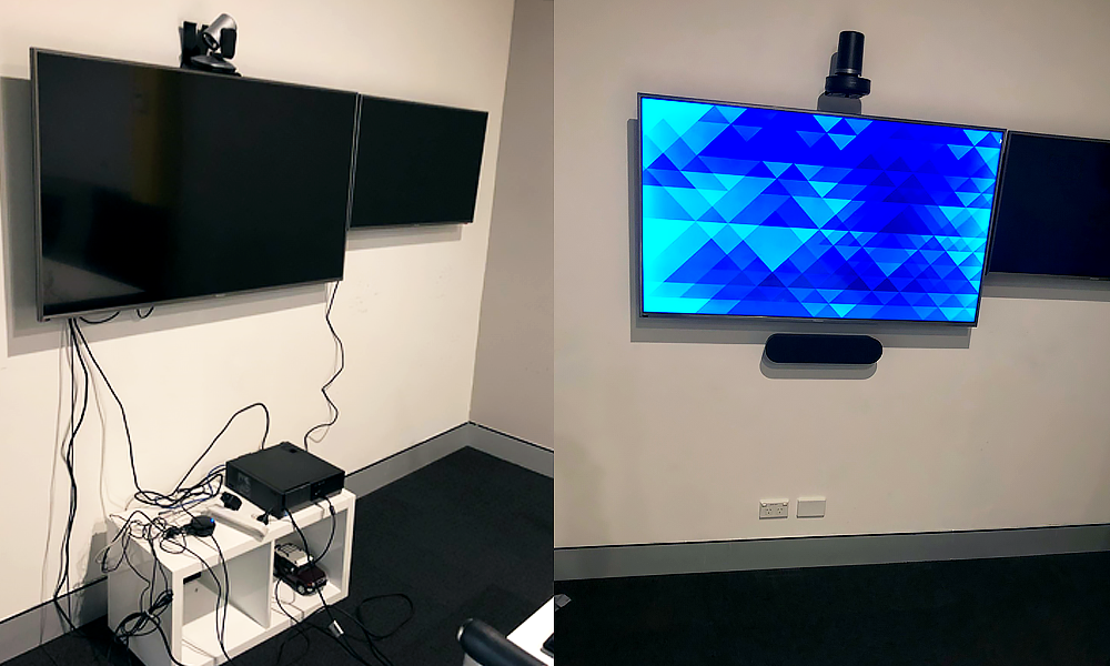 Conference room upgrade before and after